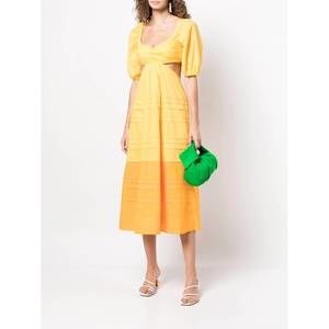 STAUD carina midi dress in goldie/persimmon